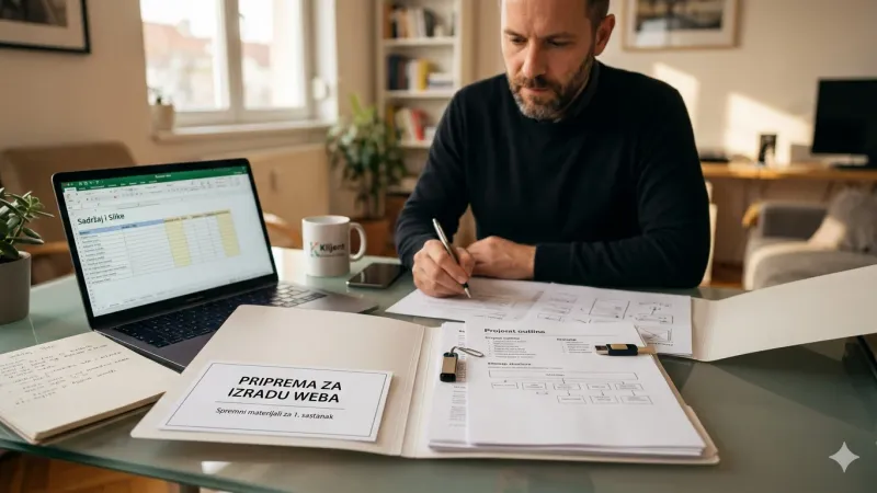 Priprema materijala i planiranje za sastanak o izradi web stranice