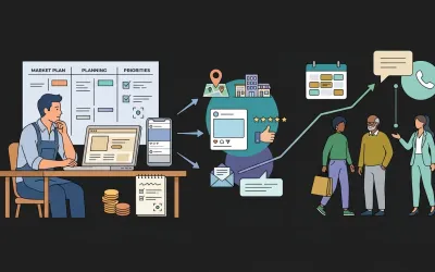 Ilustracija marketinga za obrt s ograničenim budžetom, lokalnom vidljivošću i kontaktom s potencijalnim klijentima