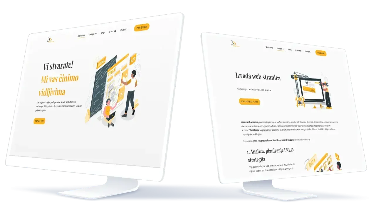 Two monitors website mockup